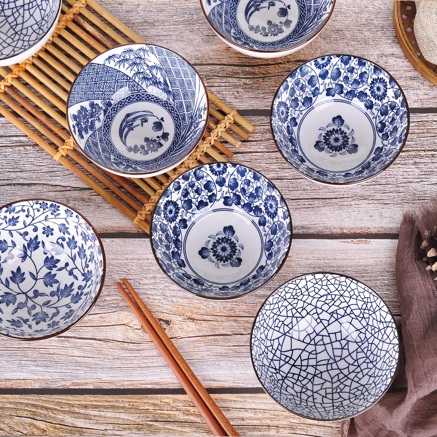 Amazon.com: VanEnjoy Set of 4 Japanese Style Ceramic Rice Bowl